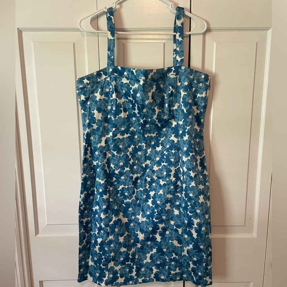 Jones New York Signature Blue Floral Sleeveless Dress